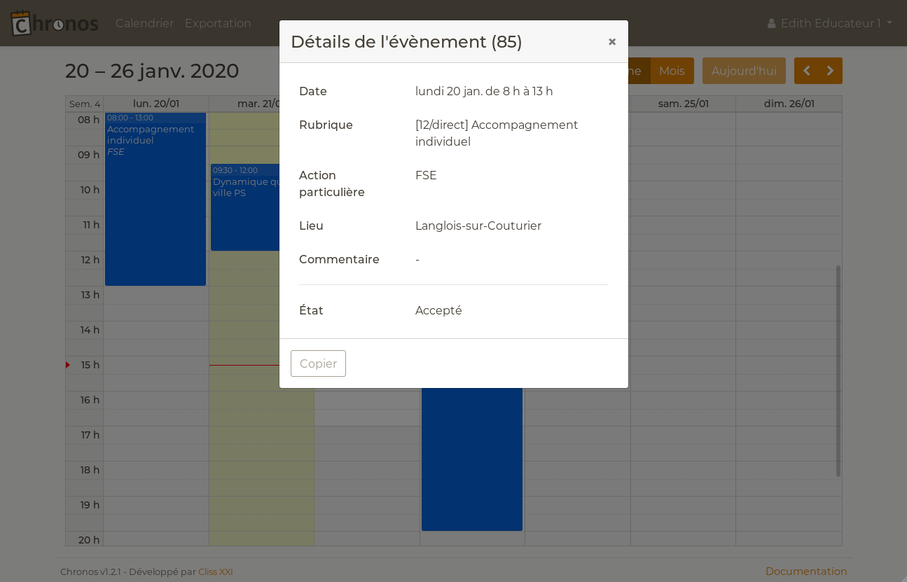 Détails d’un évènement